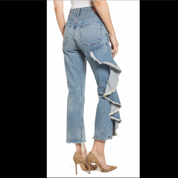 CITIZENS OF HUMANITY Ruffle Leg Crop Jean, Size 29 - Picture 3 of 8